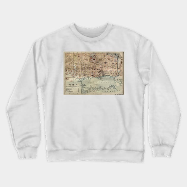 Vintage Map of Toronto (1894) Crewneck Sweatshirt by Bravuramedia